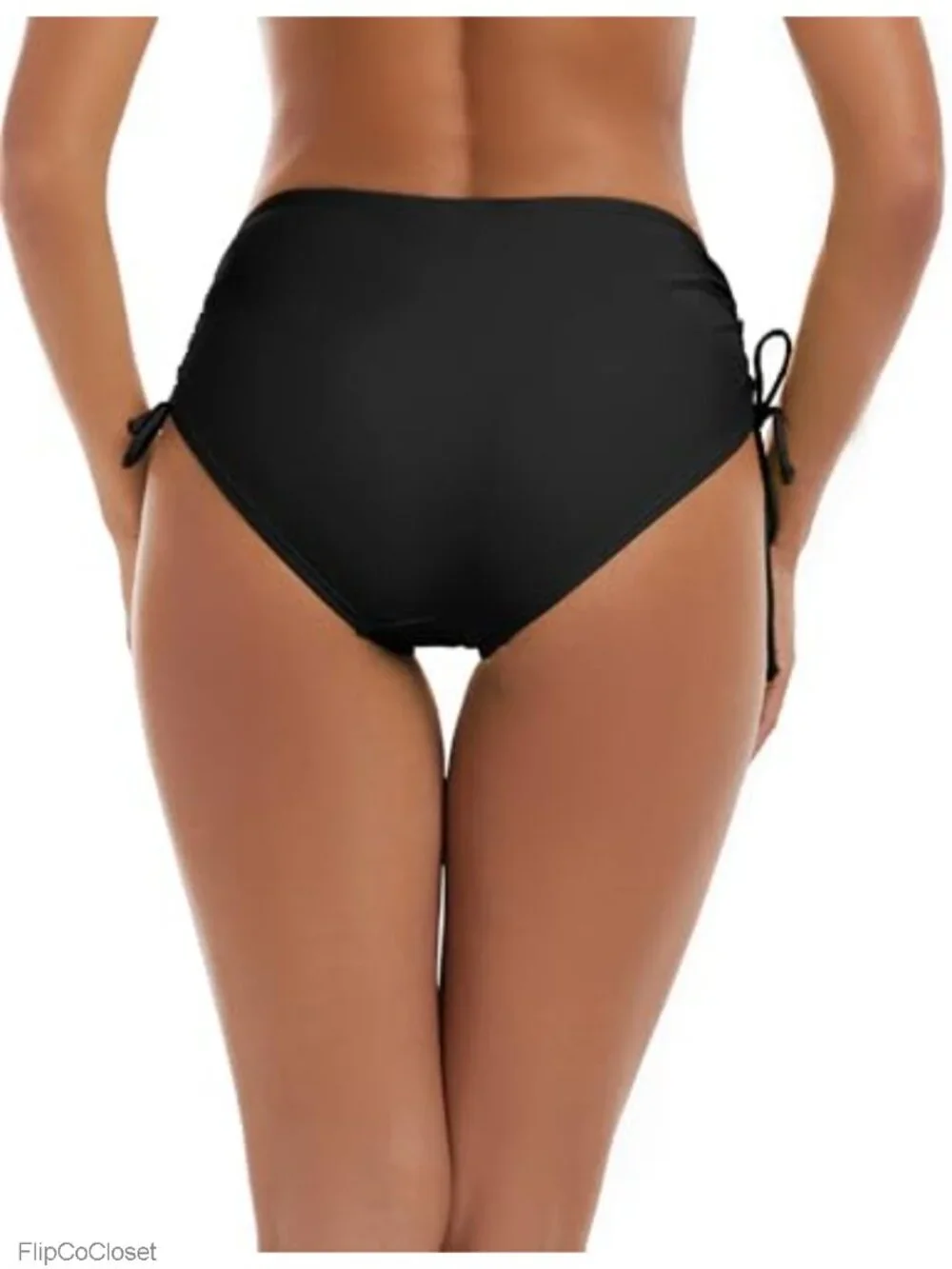 Mid Waisted Full Coverage Swim Bottoms with Adjustable Tie Side